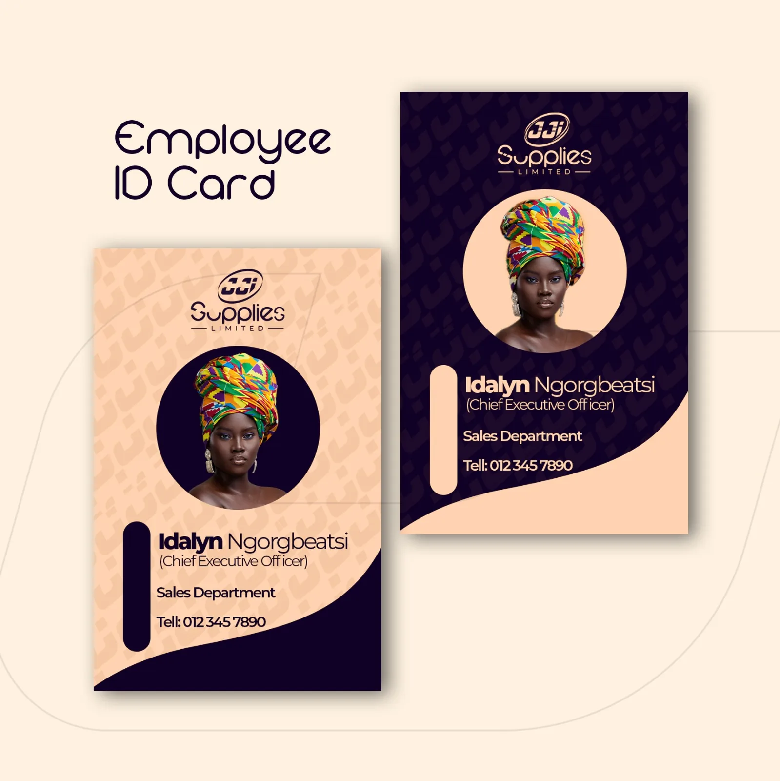 Printed business card samples