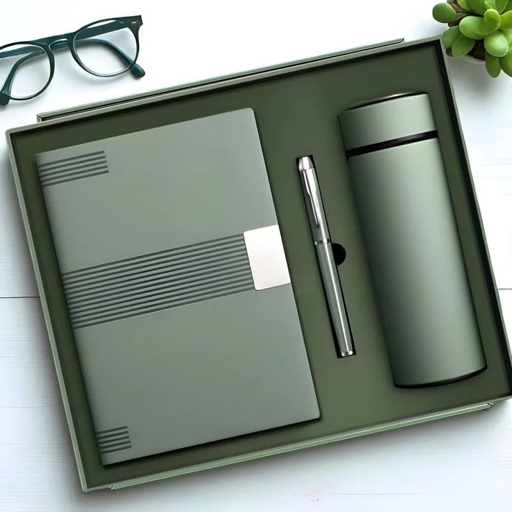 Customisable vacuum flask and notebook gift set